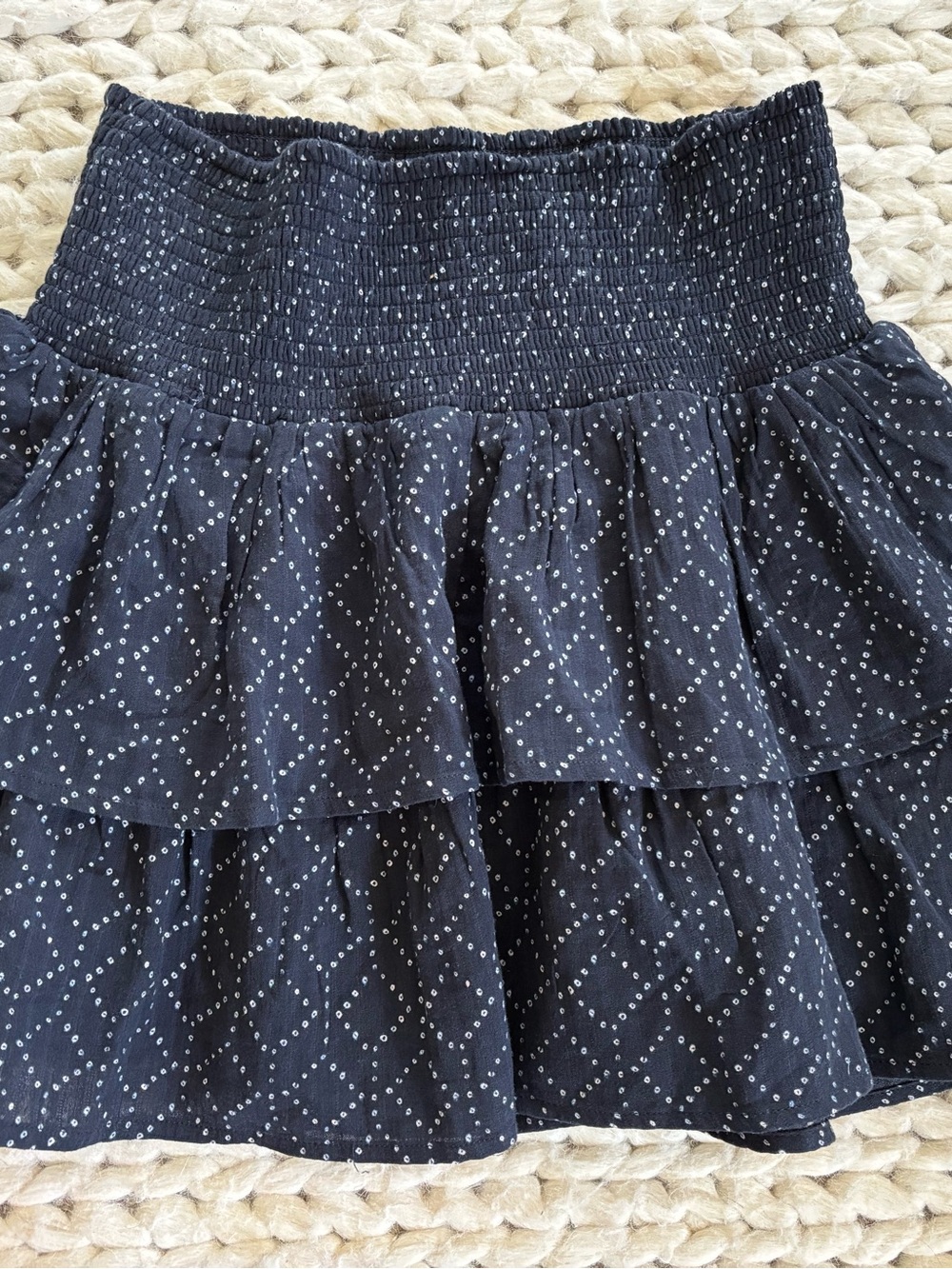 Boho Chic Navy Tiered Smocked Waist Skirt
